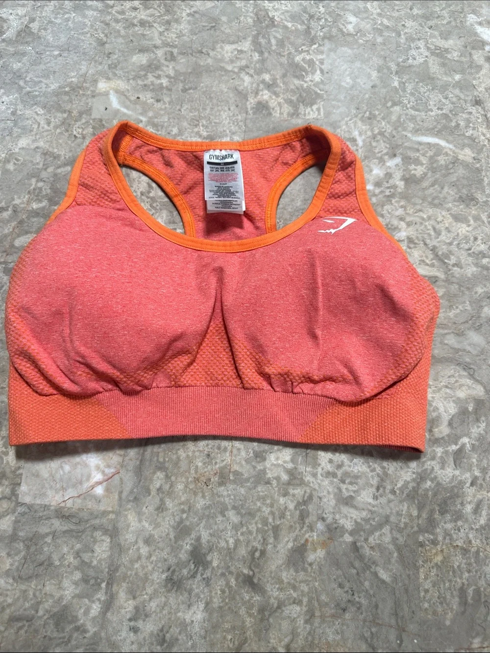 Gymshark Coral-Orange Seamless Racerback Sports Bra